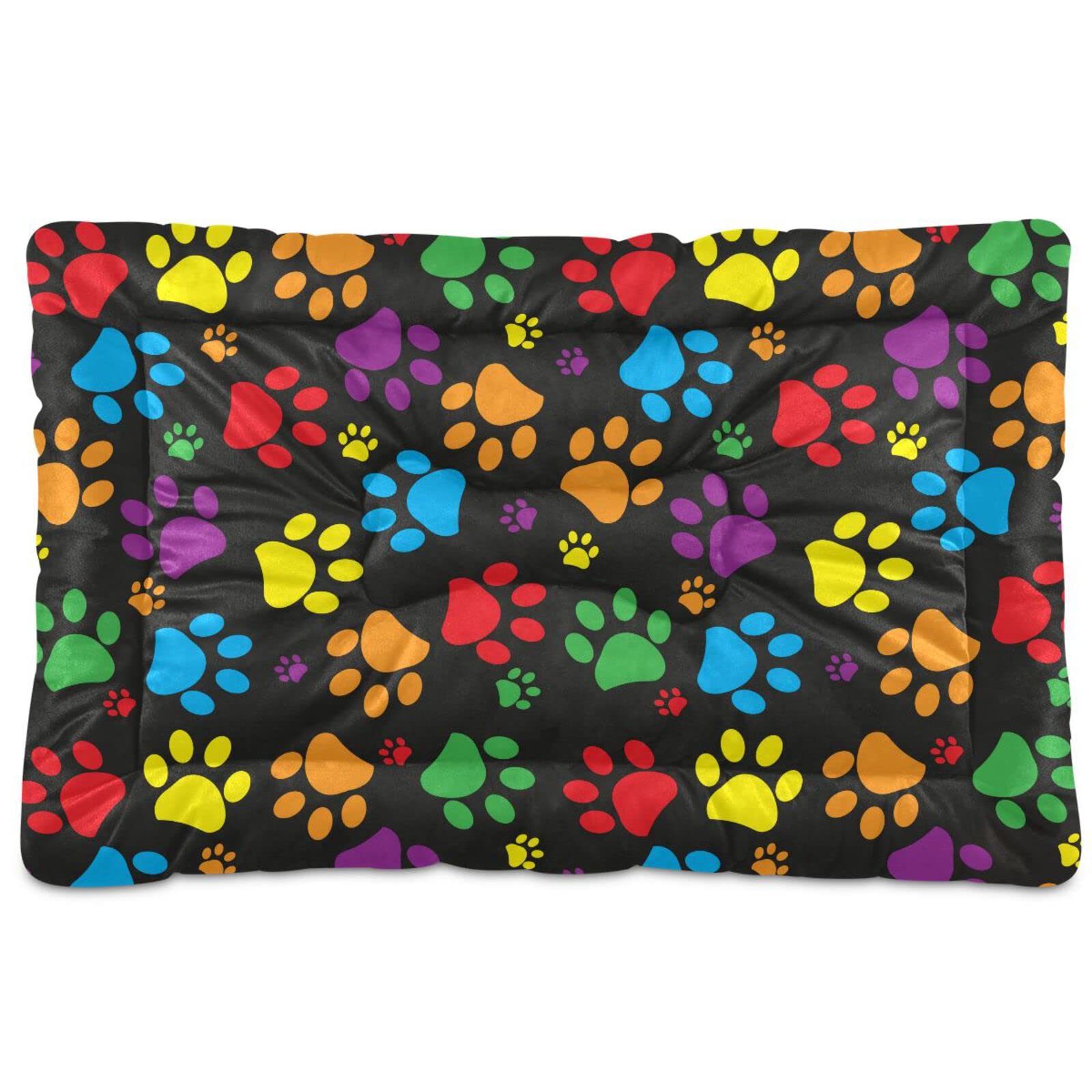 Ultra Soft Washable Dog Bed - Fleece Pet Crate Mat for Dogs & Cats - 24x18 Inch Cute Paw Print Design - Perfect for Kennels, Crates & Home Use - Cozy Sleeping Pad for Small to Medium Pets