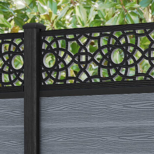 Classic Amber Fence Panel - Anthracite Color with Composite Posts | Durable Privacy Fencing for Backyard, Garden & Pool Areas