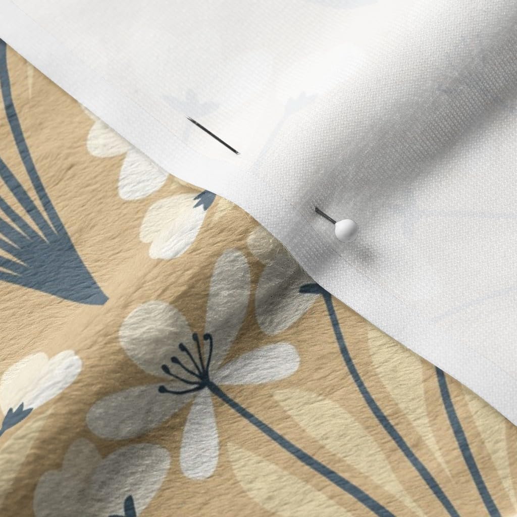 Blossom Scallop Floral Tree Branch Art Deco Printed Minky Fabric by The Yard - Premium Soft Fabric for Sewing Baby Blankets, Quilt Backing & Plush Toys - Perfect for Nursery Decor, DIY Crafts & Home Decor Projects