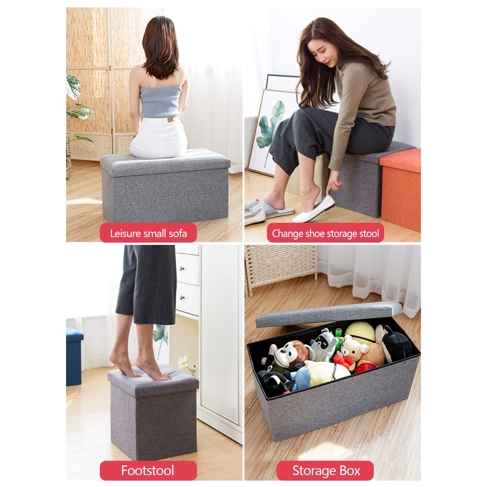 Multi-Purpose Storage Stool with Strong Load-Bearing - Rectangular Household Chair for Sitting & Organizing Shoes, Toys, Blankets - Perfect for Living Room, Bedroom, Entryway - Simple & Versatile Design