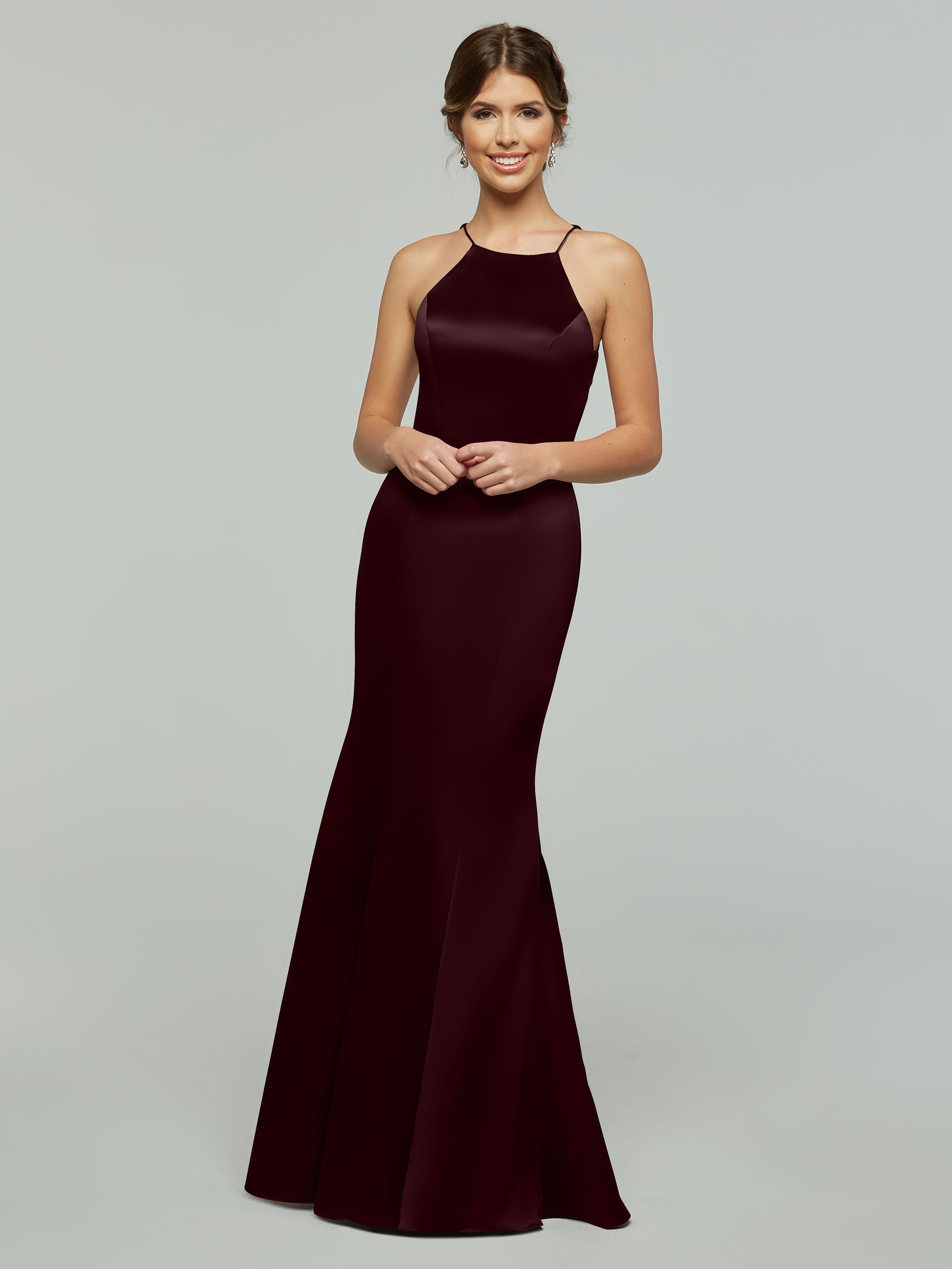 Elegant Mermaid Satin Bridesmaid Dress with Halter Neckline - Perfect for Weddings, Prom & Formal Events - Style #80071