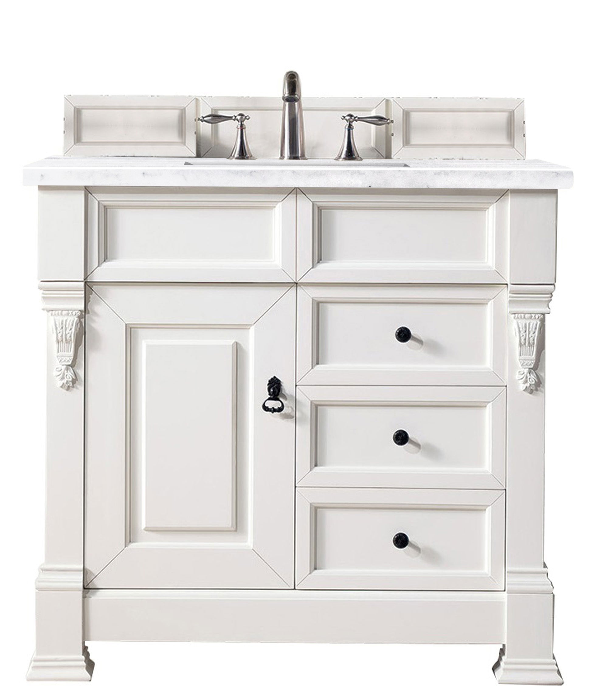 Brookfield 36-Inch Single Bathroom Vanity with 3CM Arctic Fall Solid Surface Top in Bright White - Perfect for Modern Bathroom Renovations & Small Space Solutions