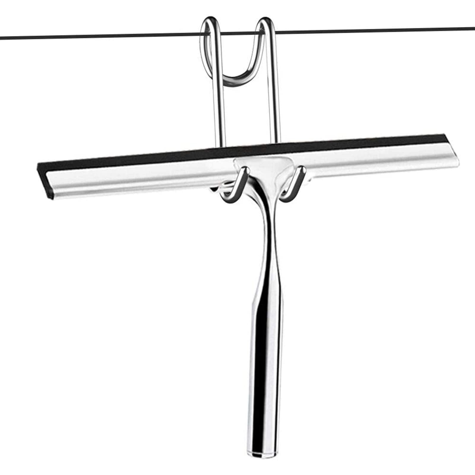 Premium Zinc Alloy Shower Squeegee for Glass Doors, Windows & Tile Walls - Heavy Duty Bathroom Squeegee for Shower Glass, Car Windshield & Mirror Cleaning - Perfect for Kitchen, Bathroom & Auto Detailing