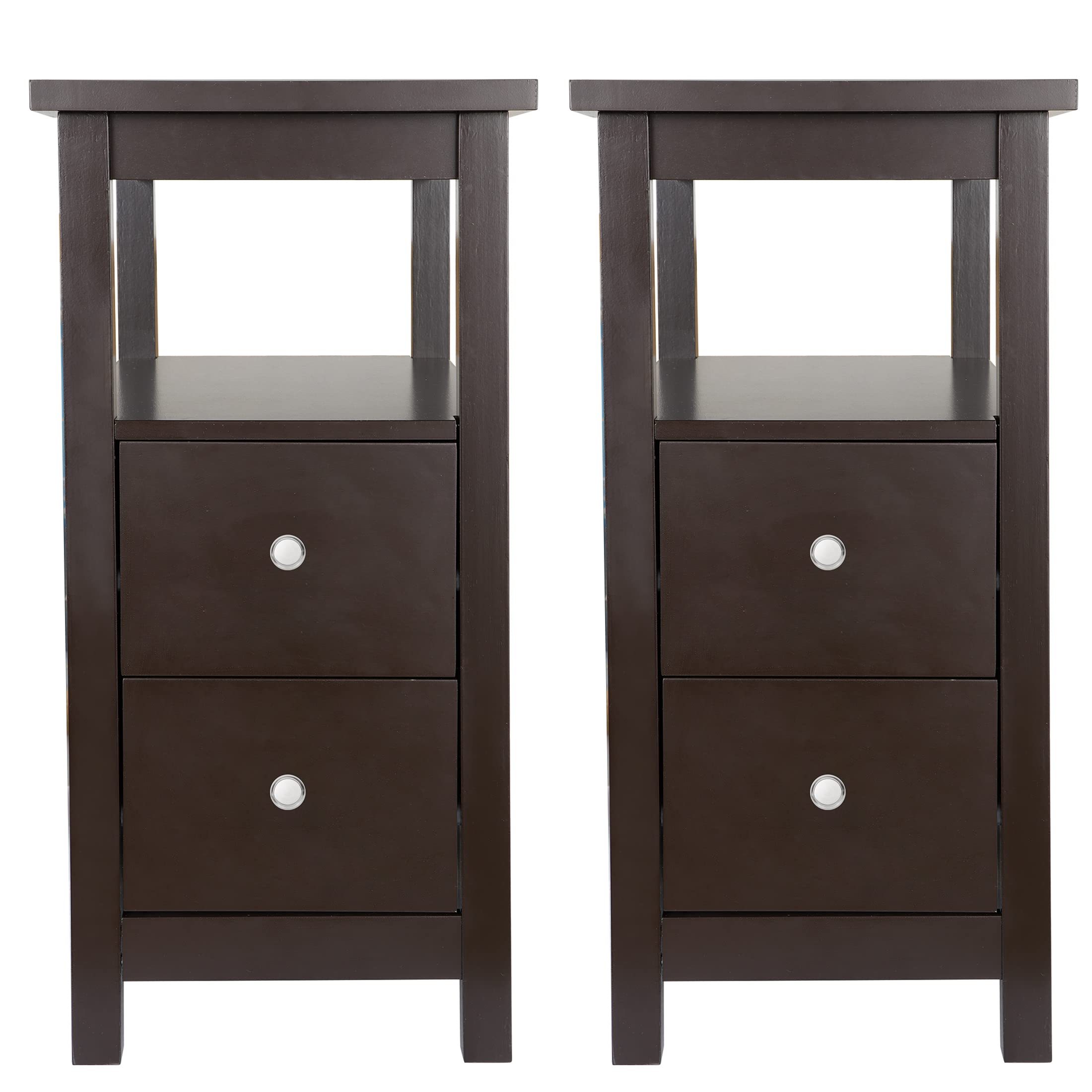 HomGarden Side End Table Set of 2 - Multifunctional Narrow Stand Chairside End Tables for Living Room, Bedroom & Small Spaces - Perfect for Holding Lamps, Books & Drinks