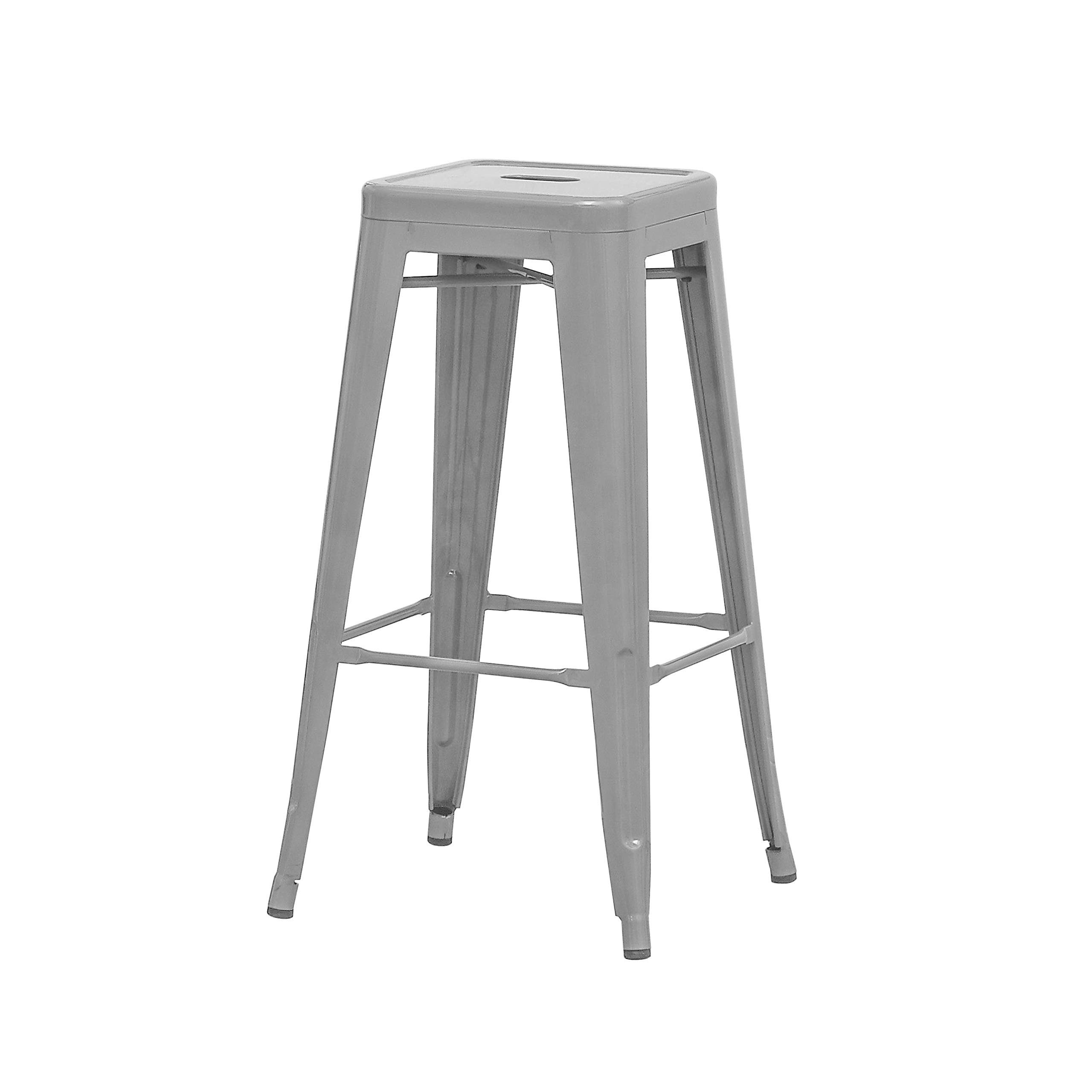 Furniture of America Karthe Modern Steel Stool Set of 2 - Gray Bar Stools for Kitchen Island, Counter Height, Dining & Home Decor