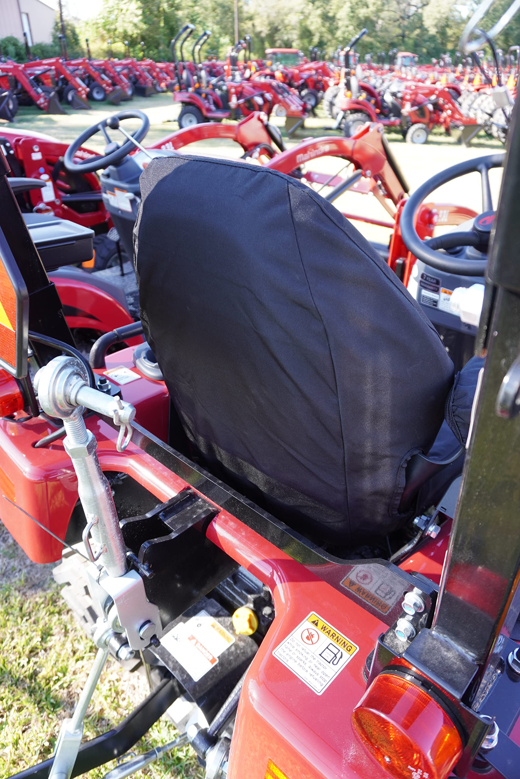 Durafit Tractor Seat Covers - Compatible with Mahindra Tractor Models (One-Piece Seat with Armrests) - Heavy Duty Black Vinyl Protection - Perfect for Farming, Construction & Outdoor Work