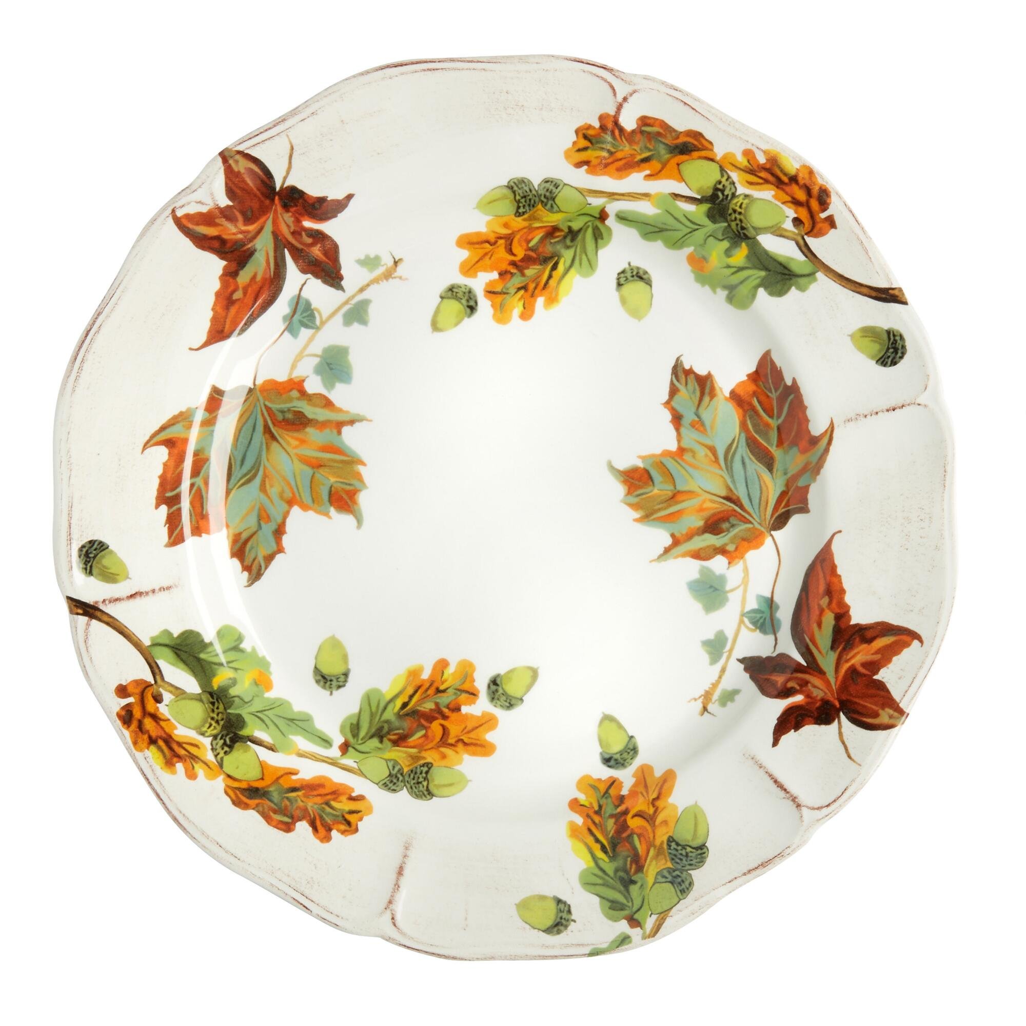 Tuscan Table 16-Inch Jumbo Ceramic Platter - Falling Leaves Autumn Design, Perfect for Holiday Feasts and Seasonal Entertaining
