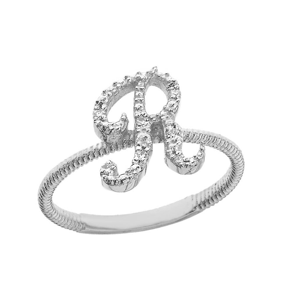 10K White Gold Diamond Initial Letter 