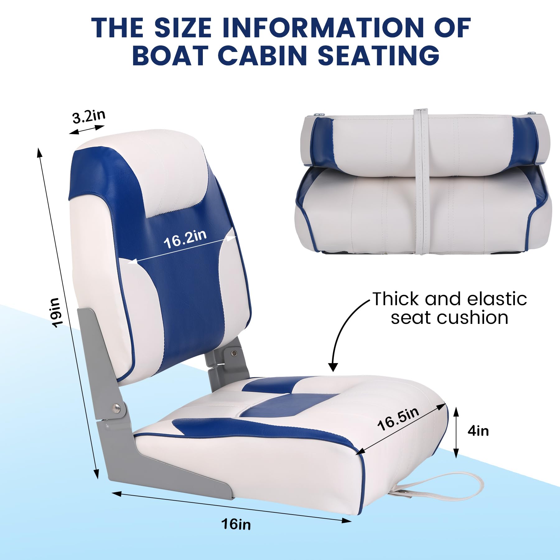 GAOMON 2 Pack Low Back Boat Seats with Stainless Screws - Fold-Down Fishing Chairs for Speedboats & Canoes
