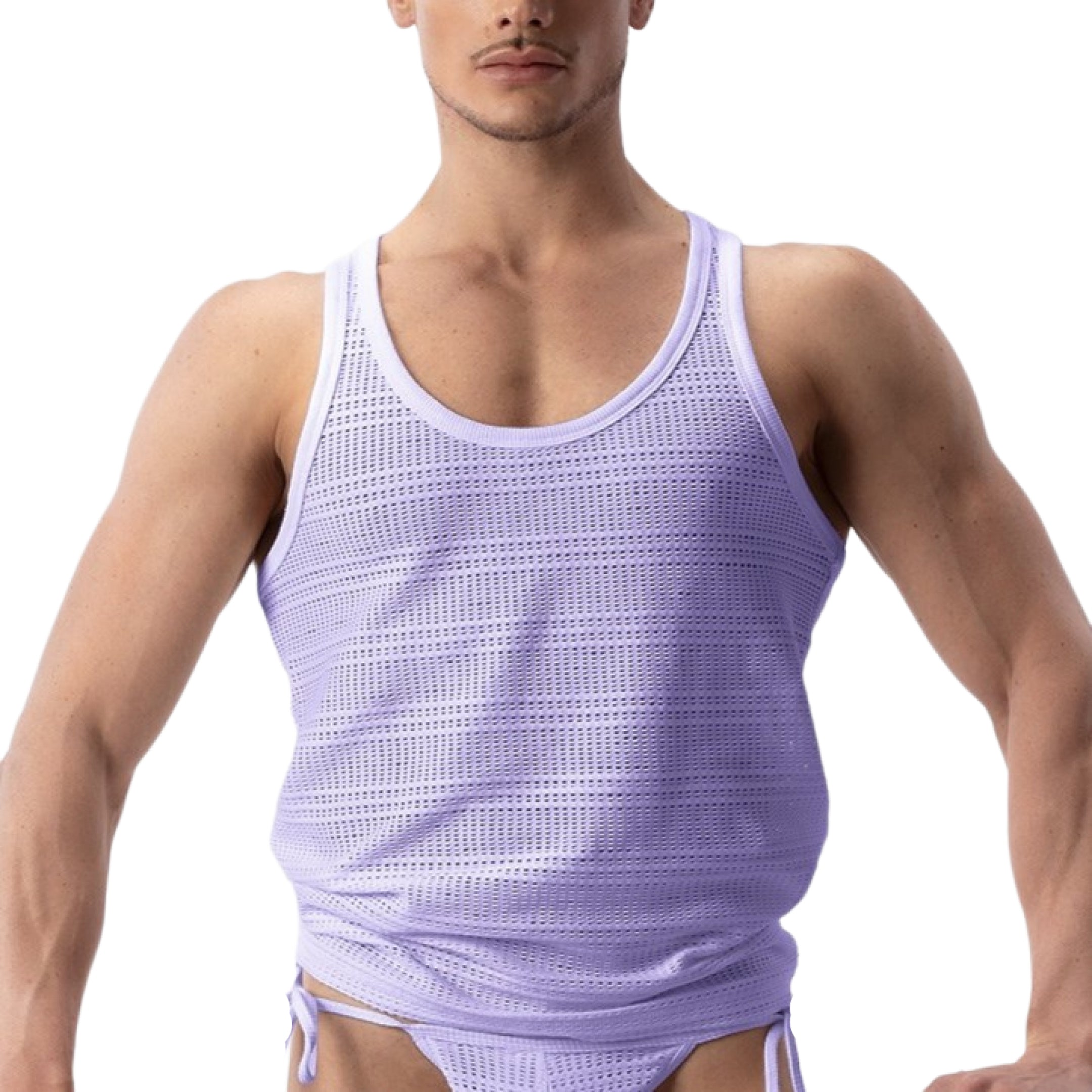 Barcode Berlin Lunt Crochet Tank Top for Women - Soft Lavender Summer Beach Cover Up, Boho Chic Lace Y2K Fashion Tunic, Perfect for Vacations, Music Festivals and Casual Outings