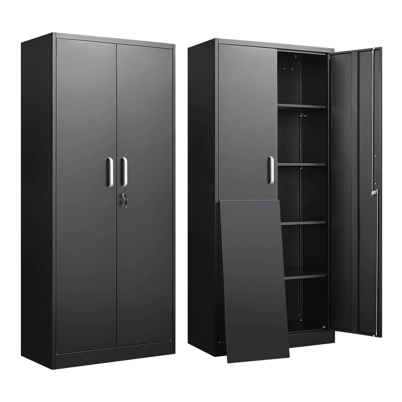 Metal Garage Storage Cabinet with Adjustable Shelves & Doors - 71