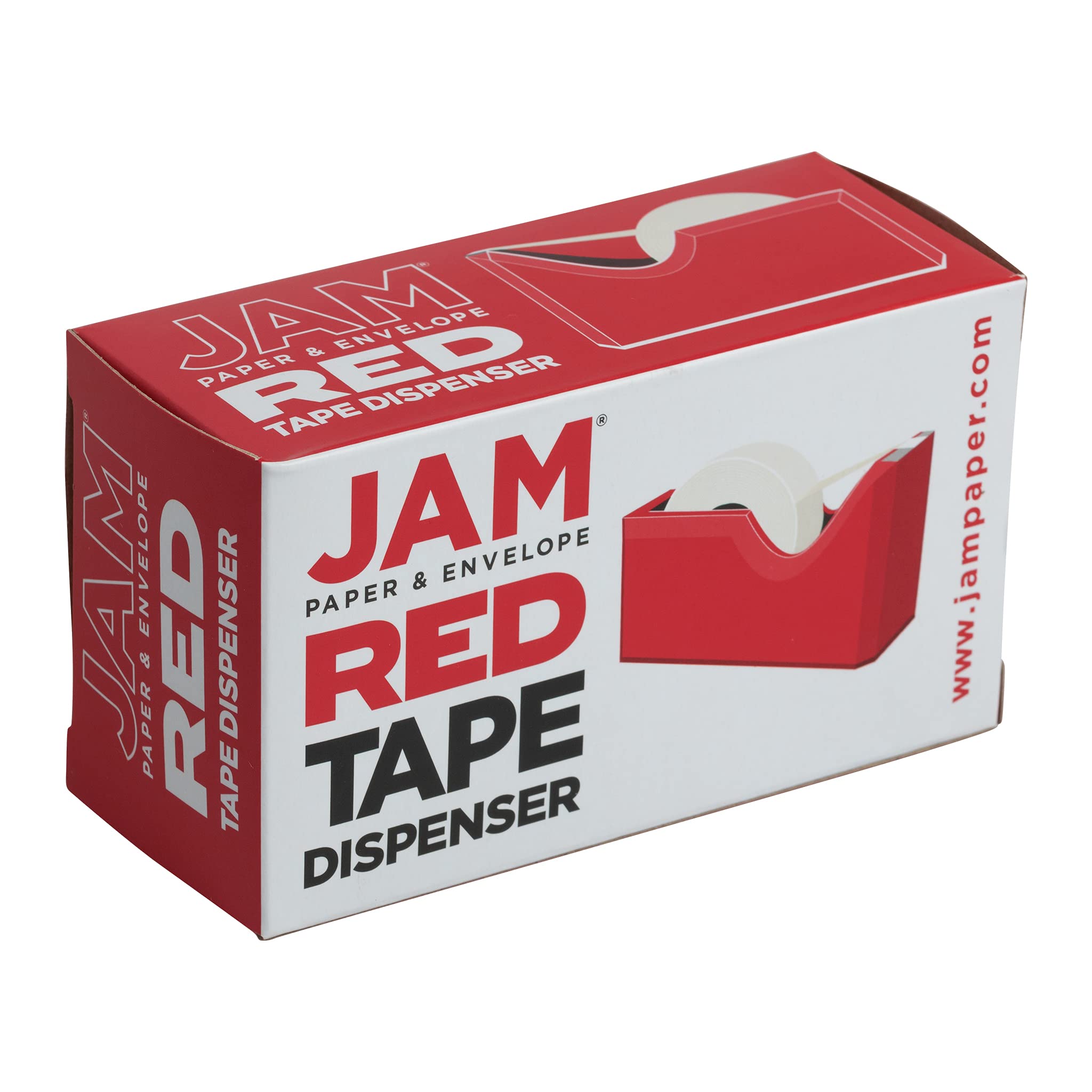 Colorful Red Desk Tape Dispenser - JAM PAPER Office Supplies for Wrapping Gifts, Sealing Envelopes & Crafting Projects