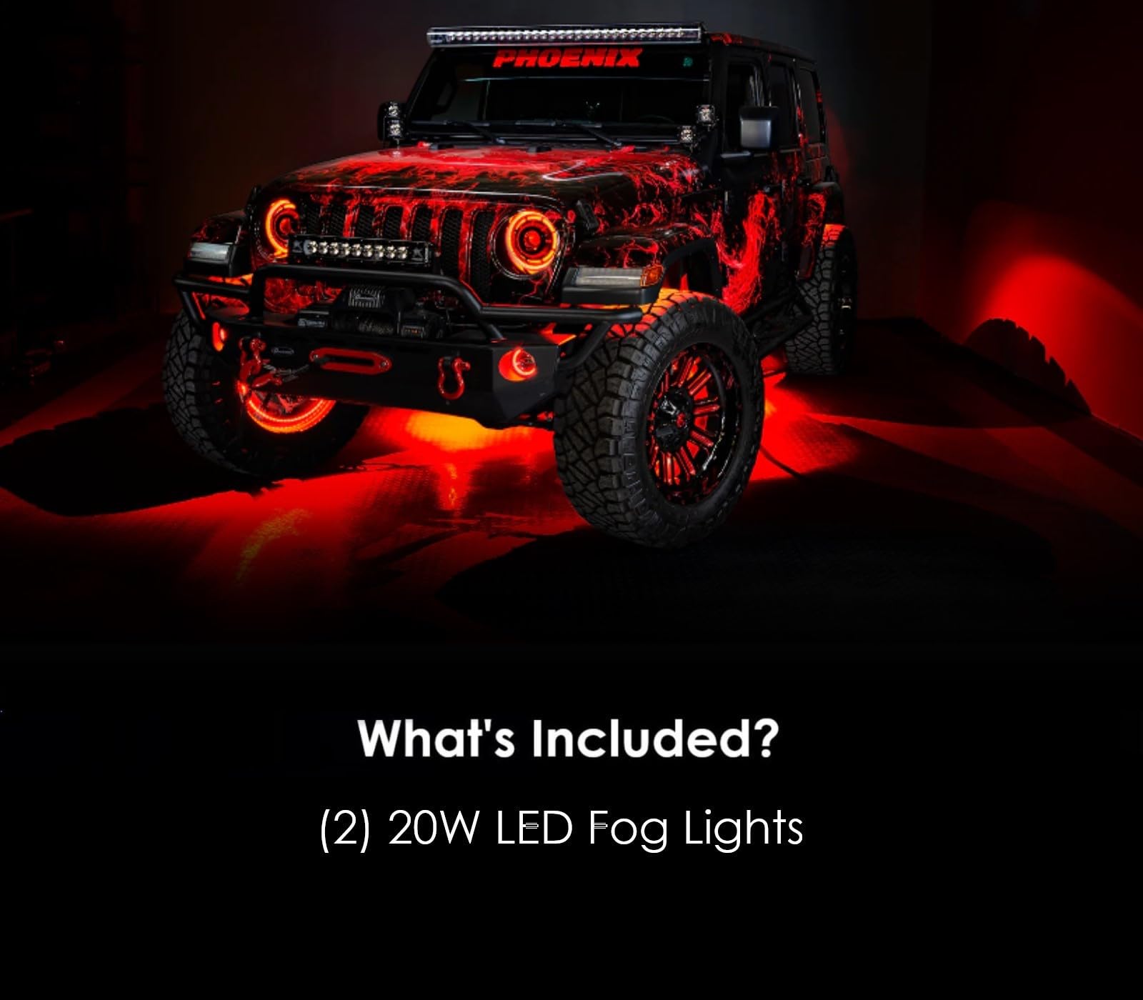 ORACLE Lighting 5847-003 Pair of 20W LED Fog Lights for 2018-2024 Jeep Wrangler JL - Red - Rugged & Durable Off-Road LED Lights - High Performance Lighting for Night Driving & Off-Road Adventures