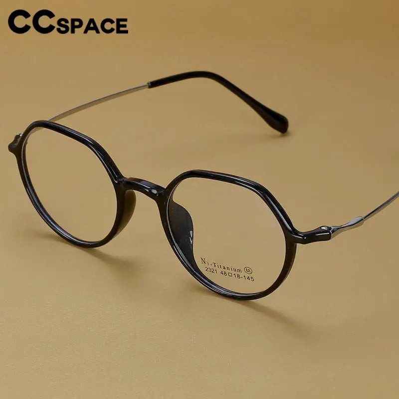 CCspace Unisex Full Rim Round TR90 Titanium Eyeglasses Frame 57100 - Lightweight & Durable for Work, Reading & Everyday Wear