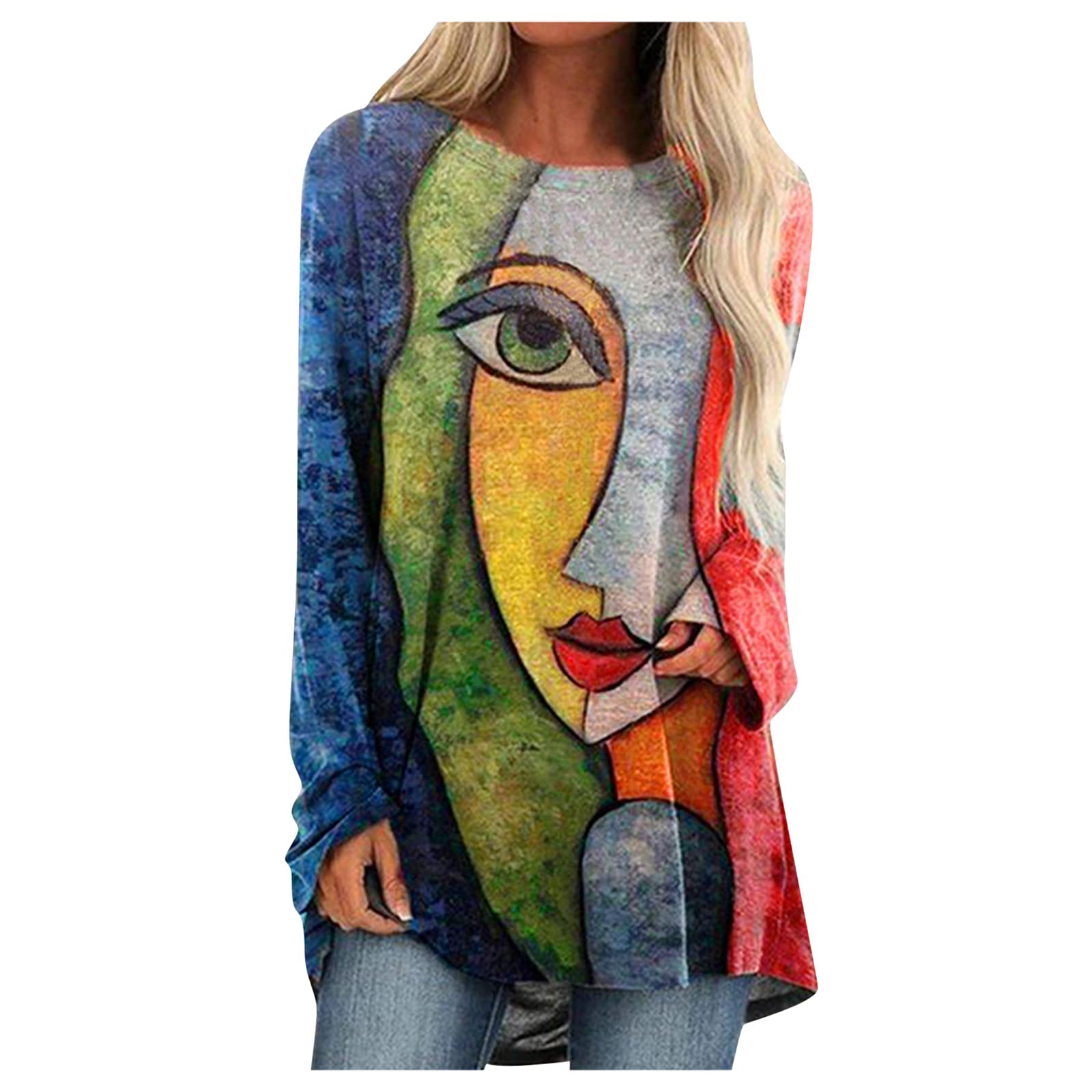 Women's Casual Long Sleeve Graphic Print Tunic Tops - Stylish Blouses for Leggings | Perfect for Work, Weekend Outfits & Layering Looks
