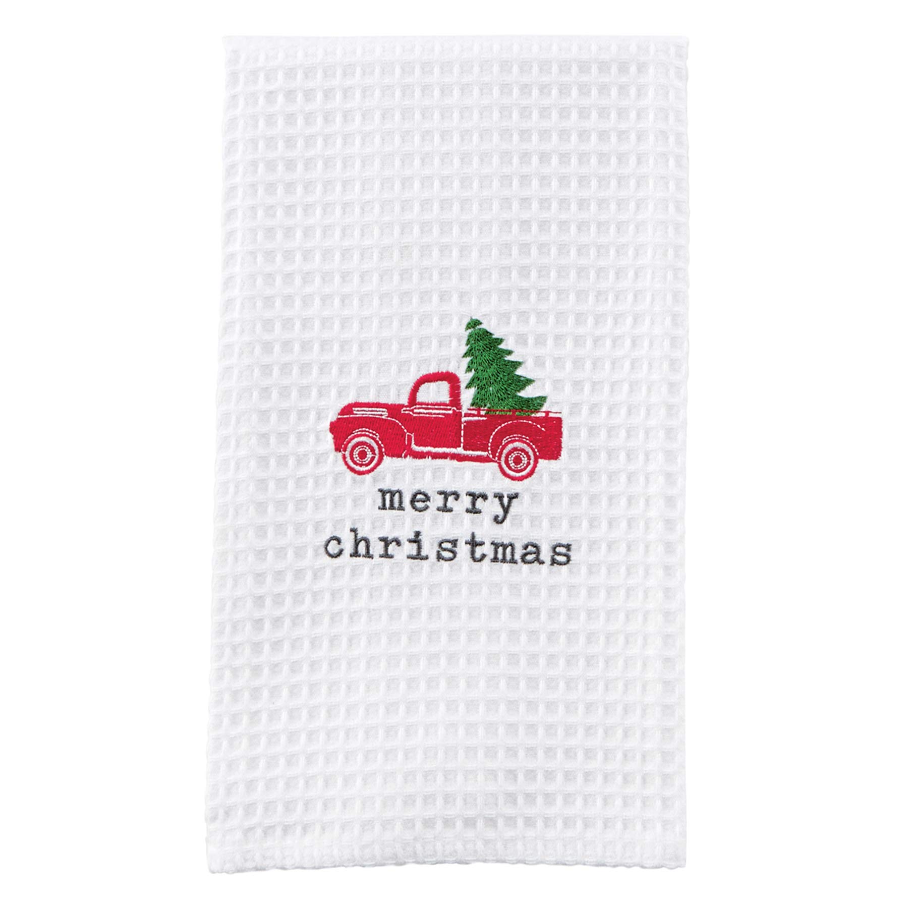 Mud Pie Truck Waffle Weave Kitchen Towel Set - Absorbent & Durable Dish Towels for Kitchen, Bathroom & Cleaning - Farmhouse Decor & Housewarming Gift