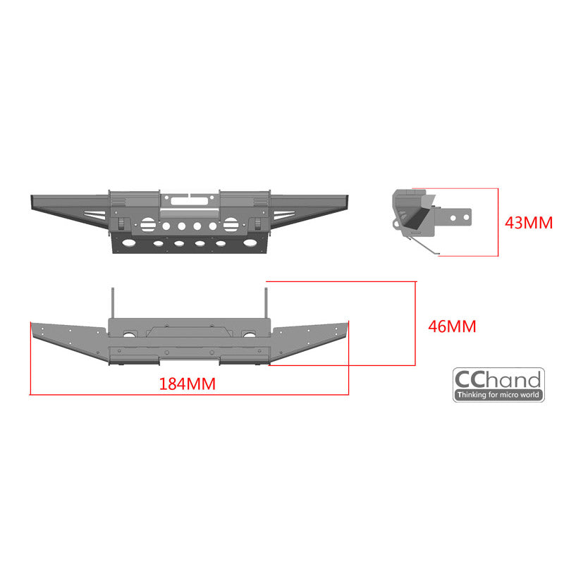 1/10 Scale Metal CC Hand Front Bumper Replacement Part for G2 D90 D110 RC Rock Crawler - Heavy Duty Off-Road Accessory for Trail & Rock Climbing Adventures