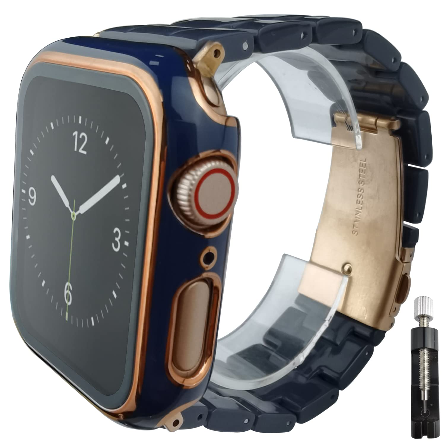 Durable Resin Apple Watch Band with Built-in Screen Protector - for iWatch SE/6/5/4 - Perfect for Workouts & Daily Wear