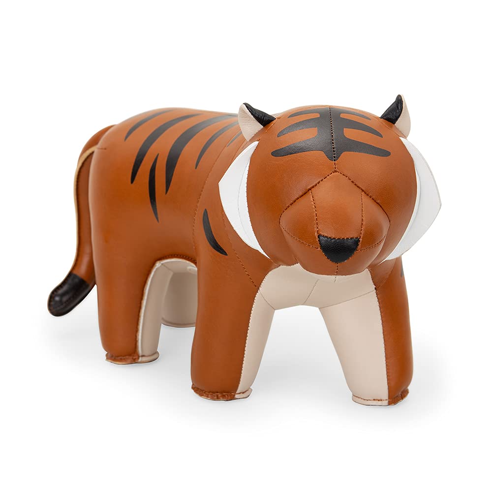 Zuny Gaze Series Tiger Hunt Bookend - Stylish Tan Decorative Book Holder for Shelves, Office & Home Decor - Perfect for Organizing Books, Displaying Collectibles & Adding Elegance to Any Room