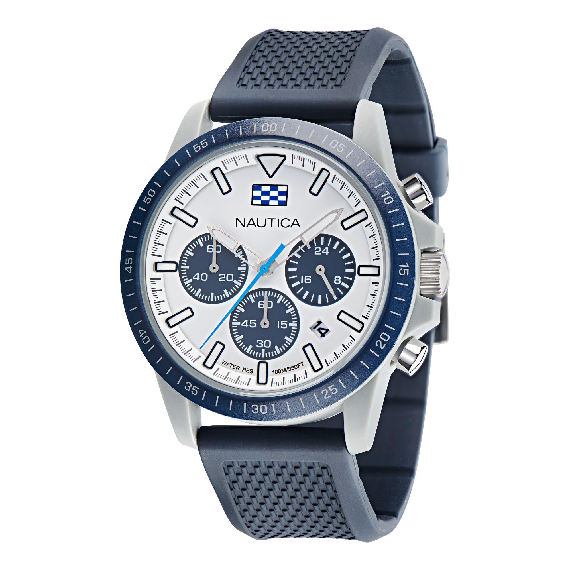 Nautica Men's NAPNOF3S1 Blue Wheat PU Fiber Strap Watch - Waterproof Casual Dress Watch for Business, Travel & Everyday Wear