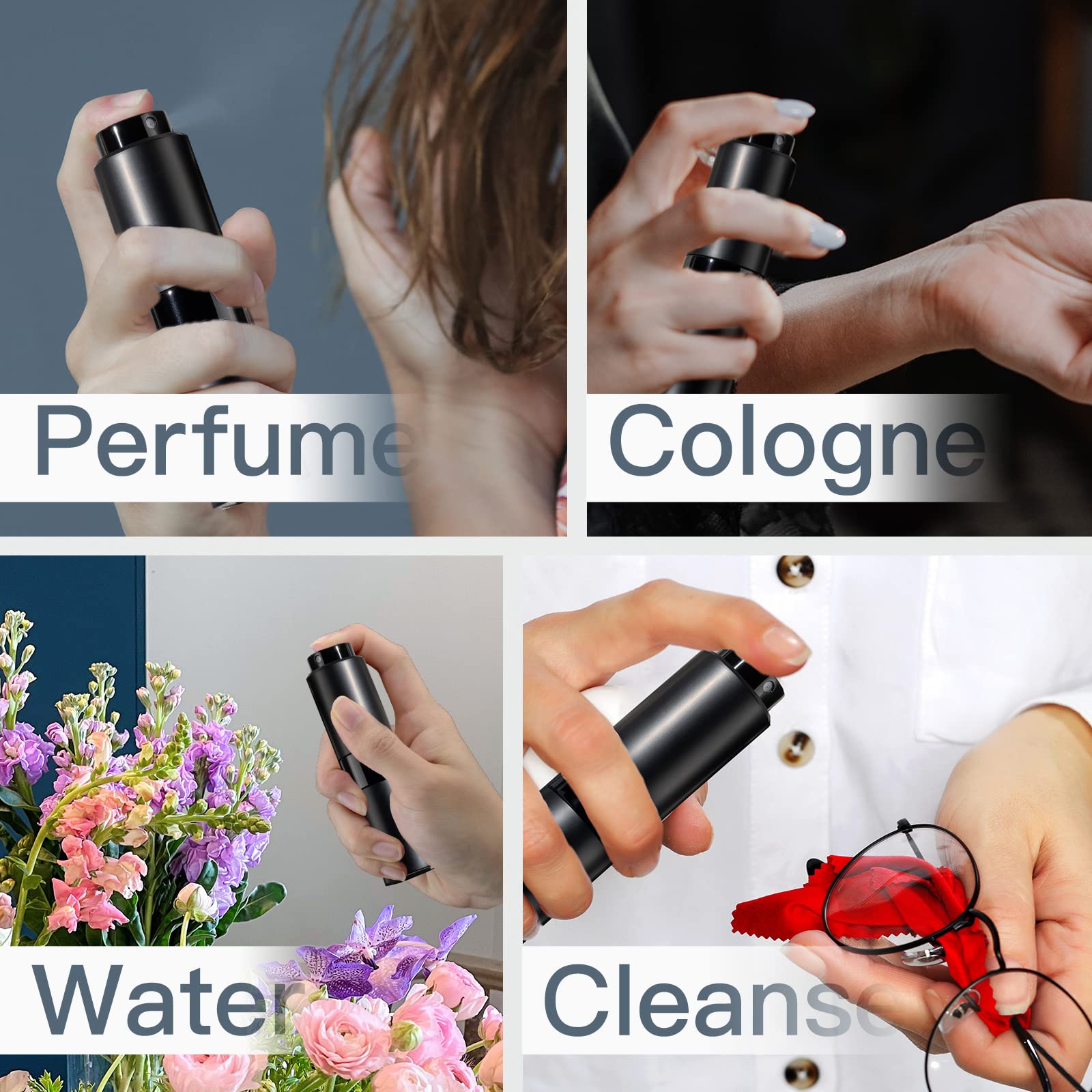 Refillable Travel Perfume Atomizer Bottle - 20ML Large Size Cologne Spray Mini for Men & Women - Portable Empty Fragrance Sprayer for On-the-Go Use (Black) | Perfect for Gym, Travel & Daily Touch-Ups
