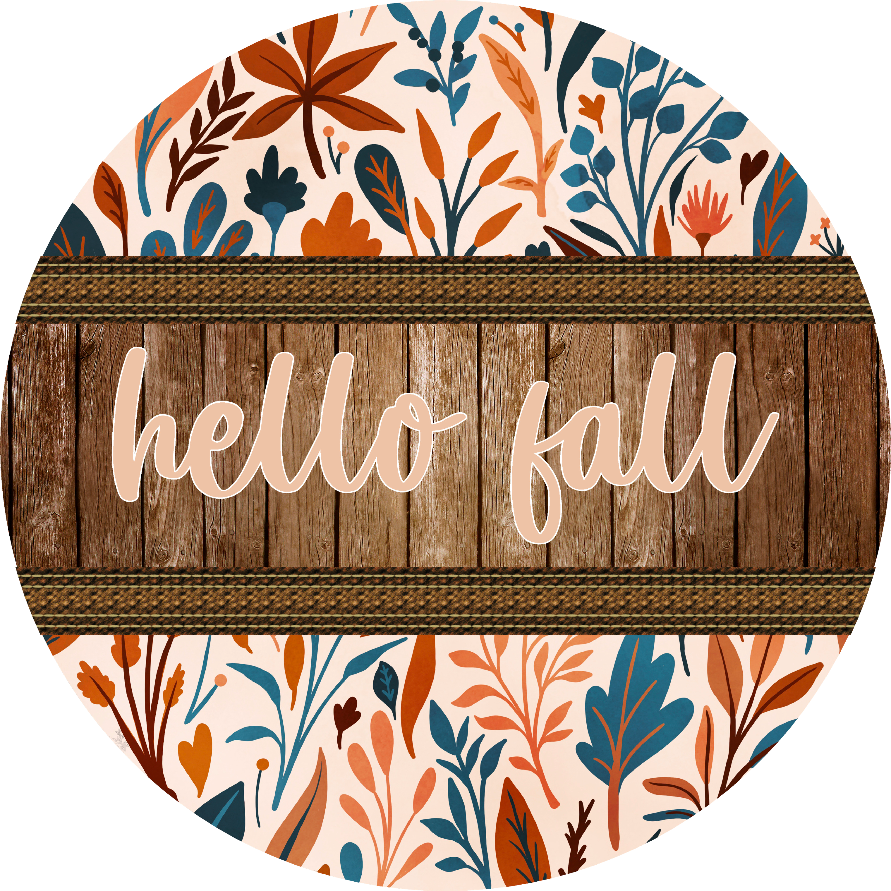 Blue Fall Wooden Round Sign - 18 Inch Hello Fall Decor for Home, Porch, or Office | Seasonal Autumn Decoration