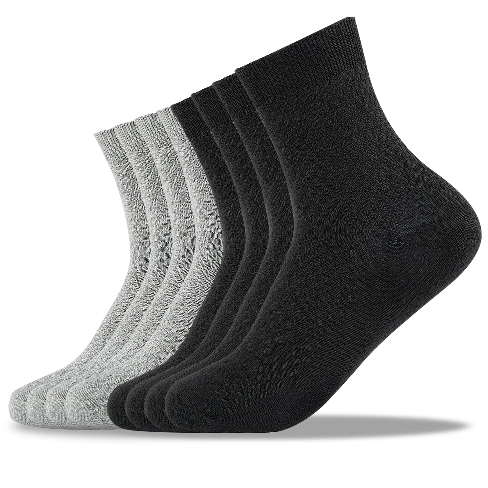 UHeTao Men's Bamboo Socks - 8 Pairs Soft, Comfortable & Moisture Wicking Work Socks for Men - Ideal for Office, Hiking & Daily Wear