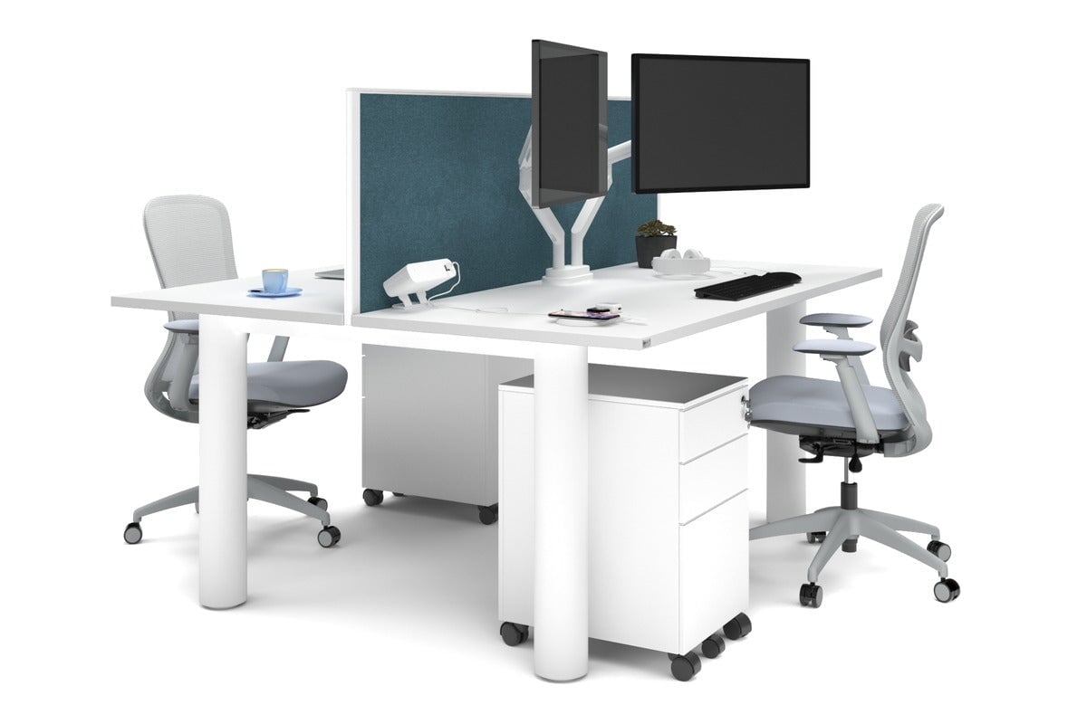 Quadro Cylinder Leg 2 Person Office Workstation - 1800L x 700W Modern Desk for Collaborative Workspaces | Perfect for Office, Coworking Spaces & Home Offices