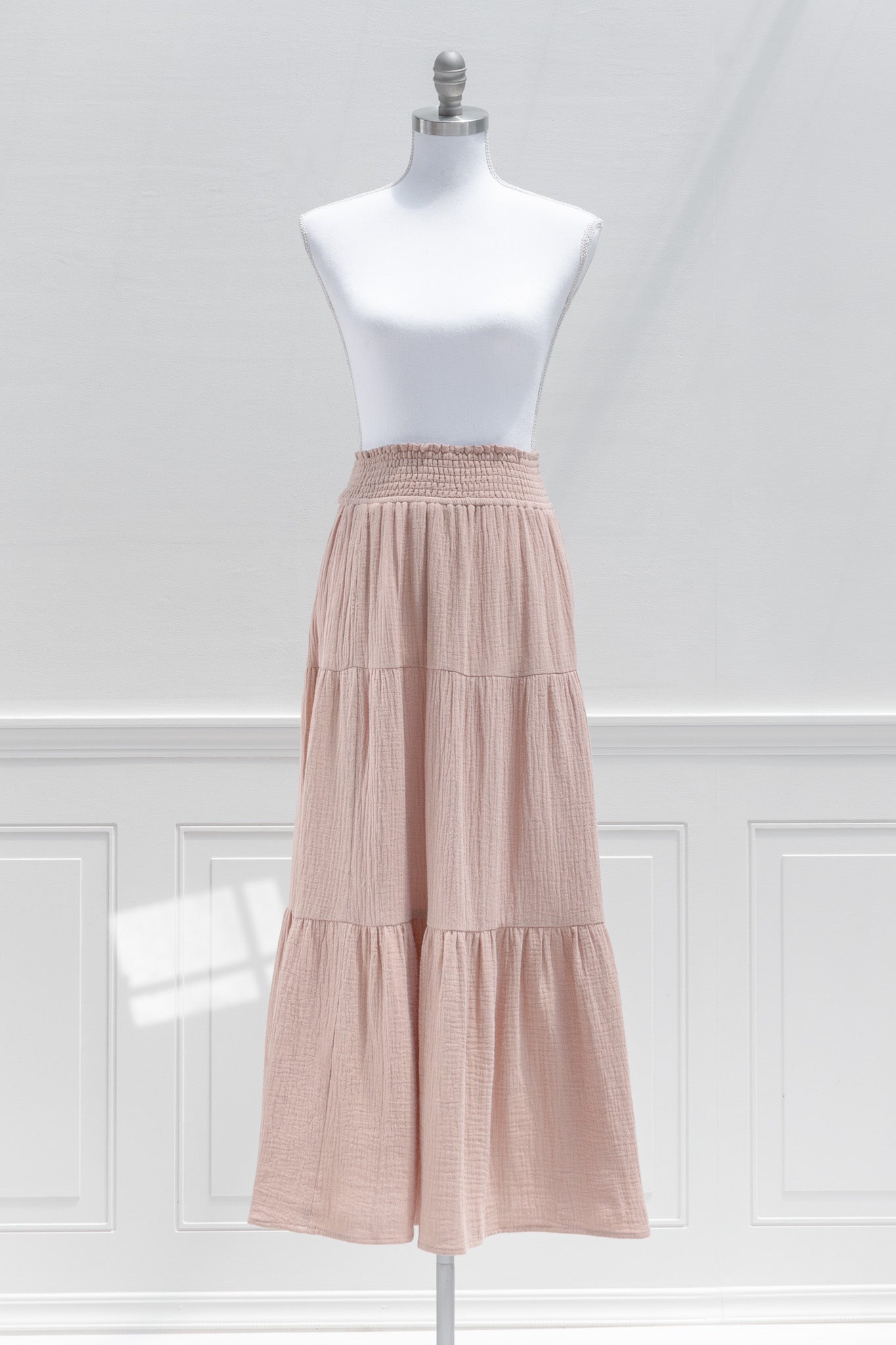Calliope Cotton Maxi Skirt - Light Brown | Flowy Boho Skirt for Women | Perfect for Beach, Summer & Casual Outfits