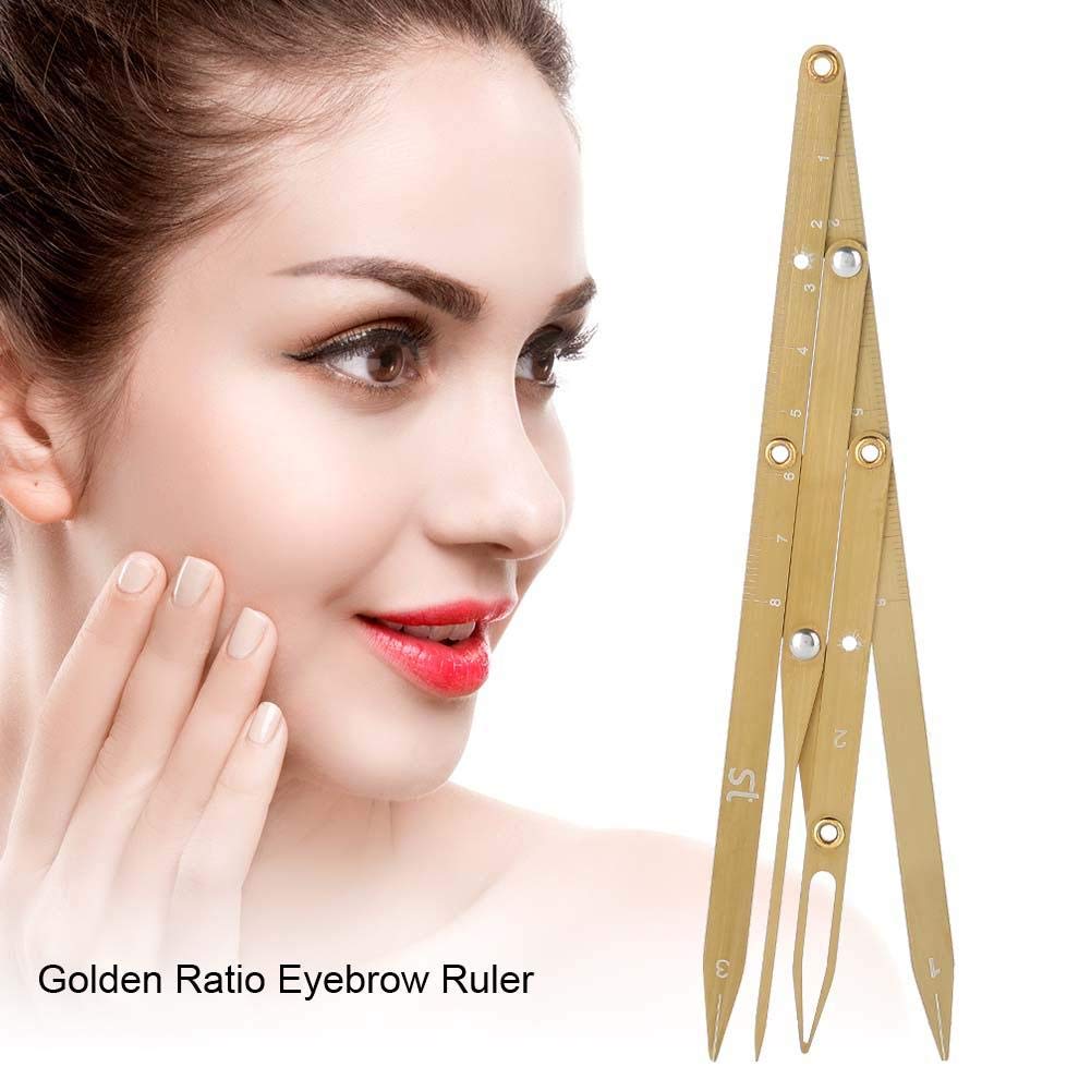 Eyebrow Mapping Tool - Precise & Durable Eyebrow Ruler for Perfect Shaping | Reusable Measuring Tool for Beginners, Architects & Artists | Golden | Ideal for Home Salon, Makeup Practice & Professional Brow Design