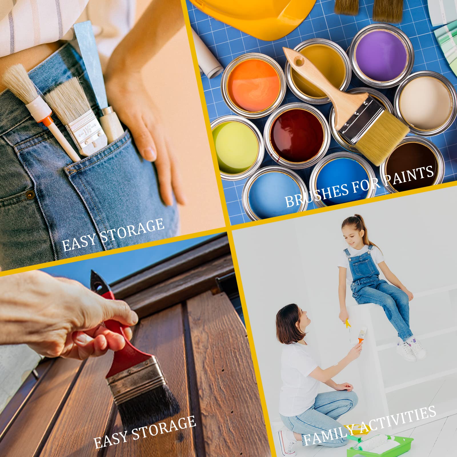 Premium 2-Inch Paint Brushes for Paint, Stains & Varnishes - Professional Wood, Wall & Furniture Painting Tools - Includes Brush Cleaner (Pack of 48) - Perfect for DIY Home Projects & Artist Watercolor Painting