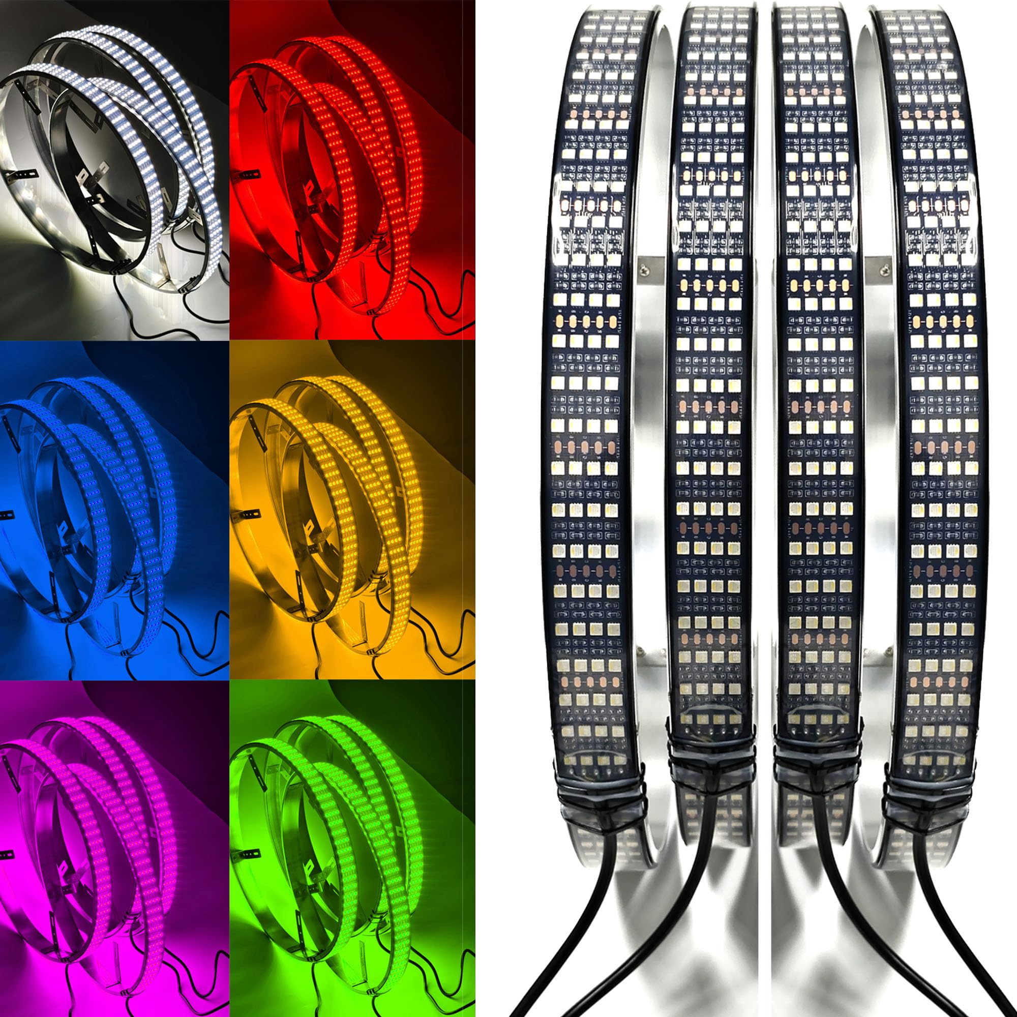 Quad Row 17in RGBW LED Wheel Lights with Brake Function | White Courtesy Lights & Waterproof Rim Lights for Trucks, SUVs, Cars | App-Controlled Customization | Perfect for Night Driving, Car Shows & Off-Road Adventures