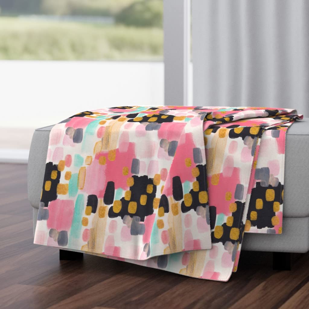 Luxe Velvet Throw Blanket 50x70 Inches - Vintage Floral Gold Pink Dots Print Soft Cozy Blanket for Bed, Sofa & Home Decor | Perfect for Gift, Winter Warmth & Boho Chic Style