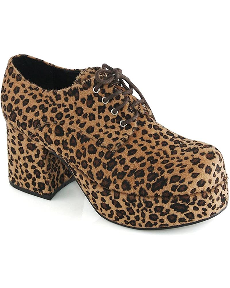 70s Retro Leopard Print Platform Shoes for Men - Vintage Disco Party & Halloween Costume Outfit