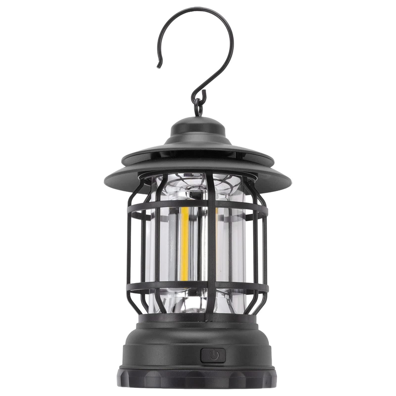 Zerodis Portable Camping Lantern with COB LED Warm Light, Rechargeable Hanging Outdoor Light for Hiking, Backpacking, Emergency & Power Outages - Black (Ideal for Tents, Camping Gear & Home Use)