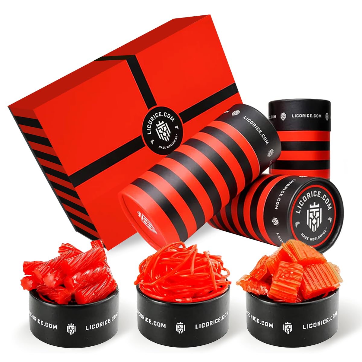 Premium Gourmet Assorted Red Licorice Gift Box - Australian Red, Strawberry Spirali & Strawberry Pillows (3-Pack) | Perfect for Holidays, Parties & Sweet Treat Lovers