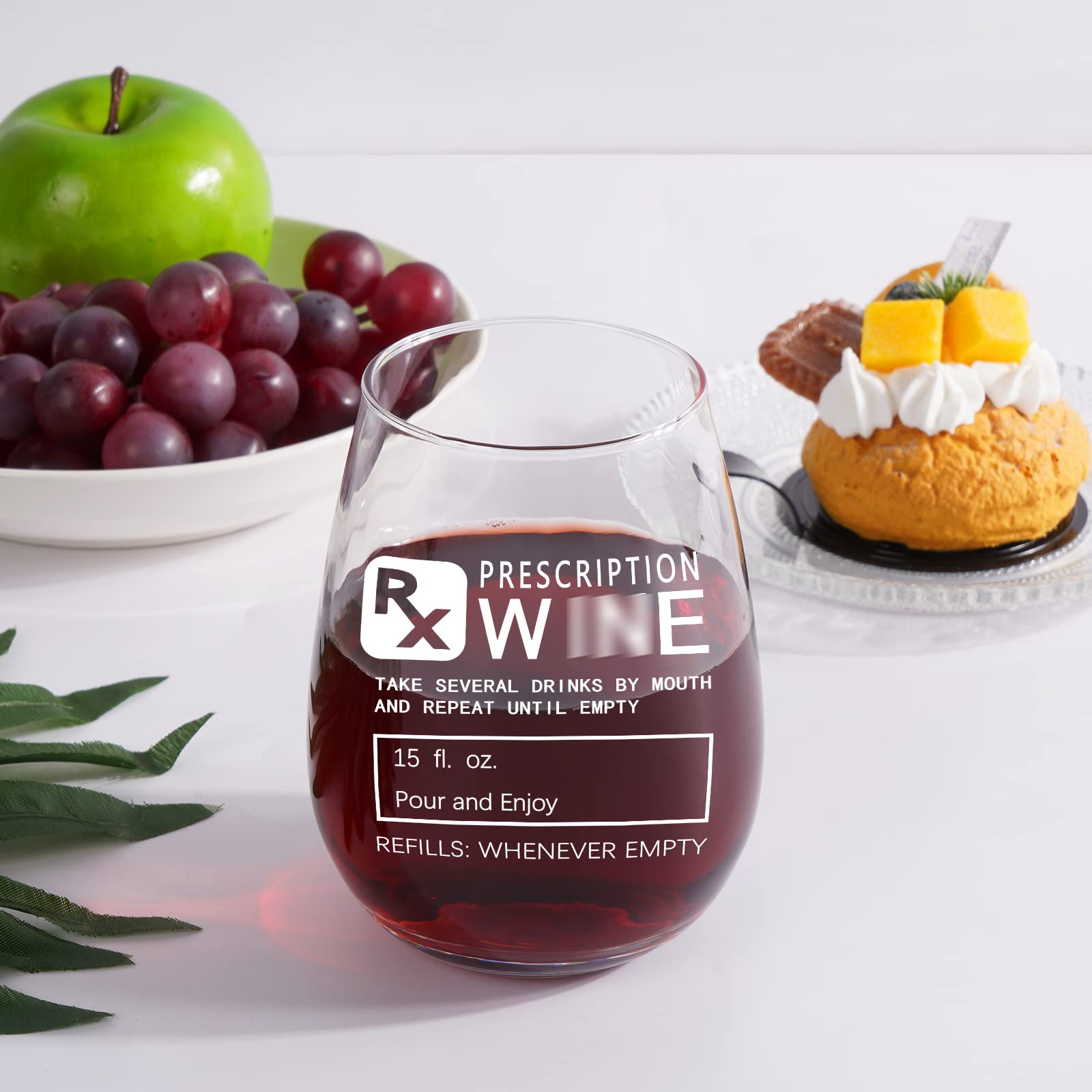 Gtmileo Funny Prescription Stemless Wine Glass - 15Oz Unique Gift for Wine Lovers, Doctors, Nurses & Pharmacists | Perfect for Nurses Day, Birthdays, Christmas & Wine Tasting Parties