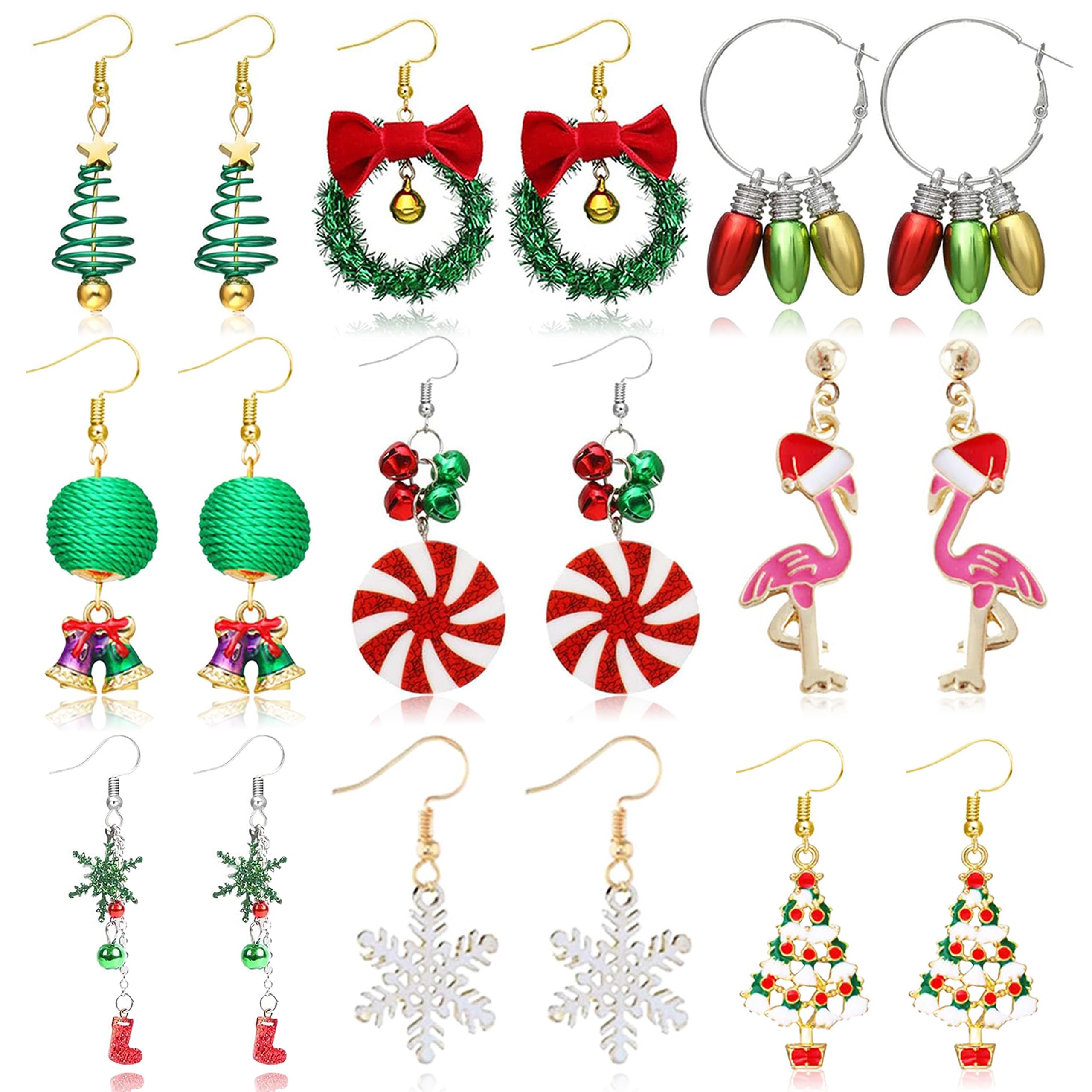 Festive Christmas Tree Dangle Earrings for Women - Snowflake, Santa, Candy Cane & Snowman Holiday Jewelry | Perfect Winter Party Accessories & Stocking Stuffers Gifts for Christmas Celebrations