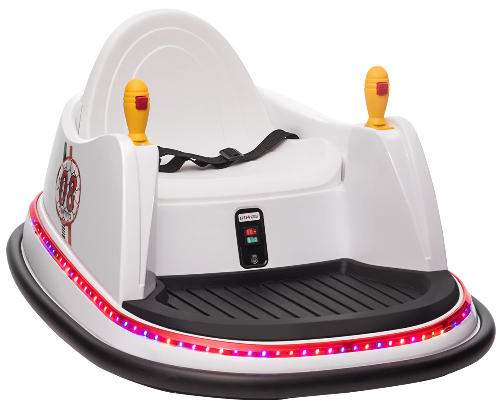 OTTARO 6V Electric Ride-On Bumper Car for Kids - Remote Control 360° Spinning Toy with Music & LED Lights | Indoor/Outdoor Play, Birthday Gift, Party Entertainment (White)