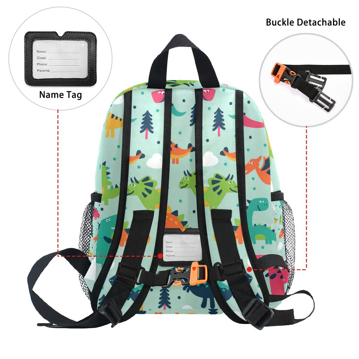 Personalized Dinosaur Preschool Backpack with Adjustable Chest Strap - Custom Name Daycare Bag for Toddlers | Perfect for School, Travel & Outdoor Adventures