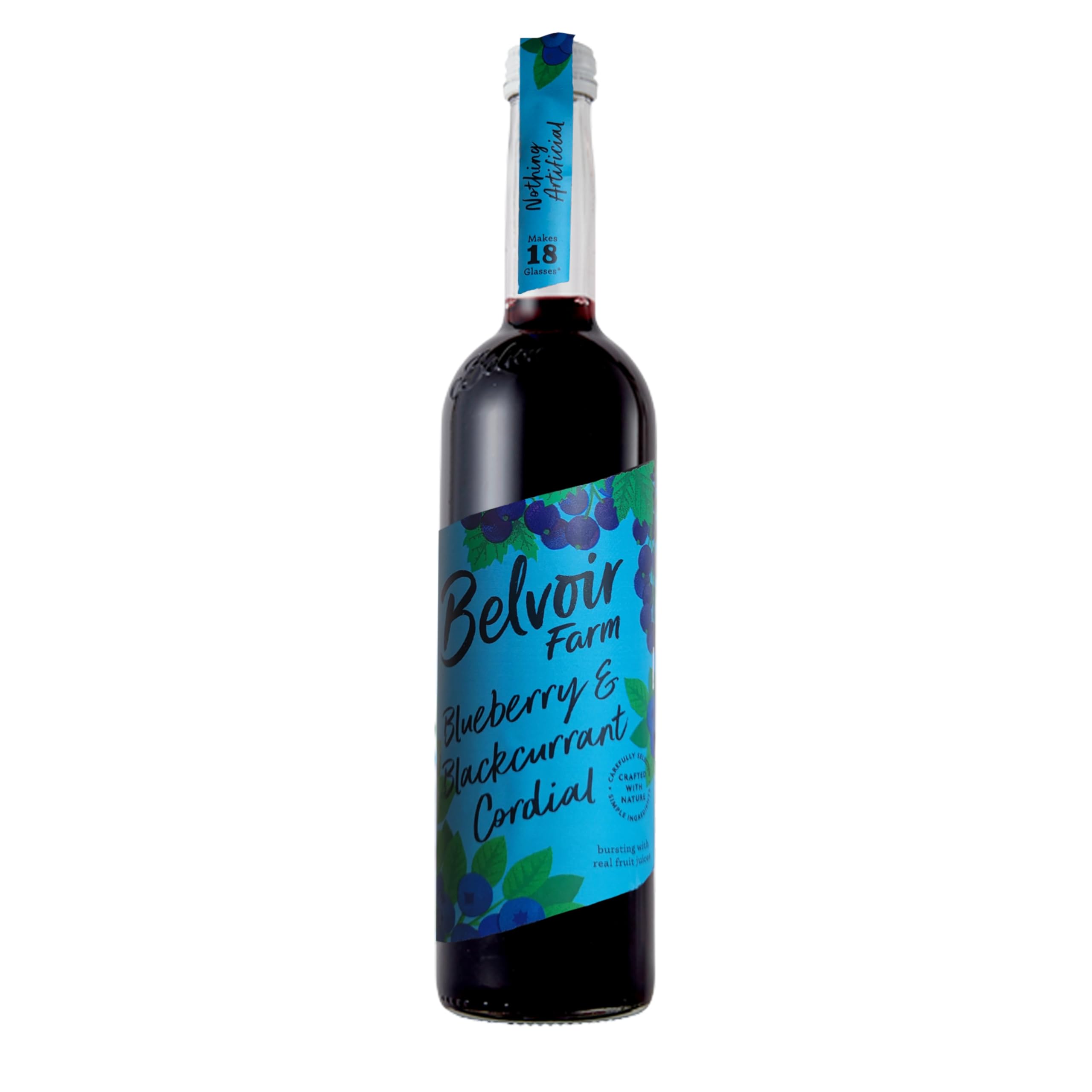 BELVOIR FRUIT FARMS Blueberry & Blackcurrant Cordial - 100% Natural Fruit Juice Concentrate | No Artificial Flavors or Colors | Makes 18 Refreshing Drinks | UK Made | 500ml (16.9 fl oz) | Perfect for Cocktails, Mocktails & Summer Beverages