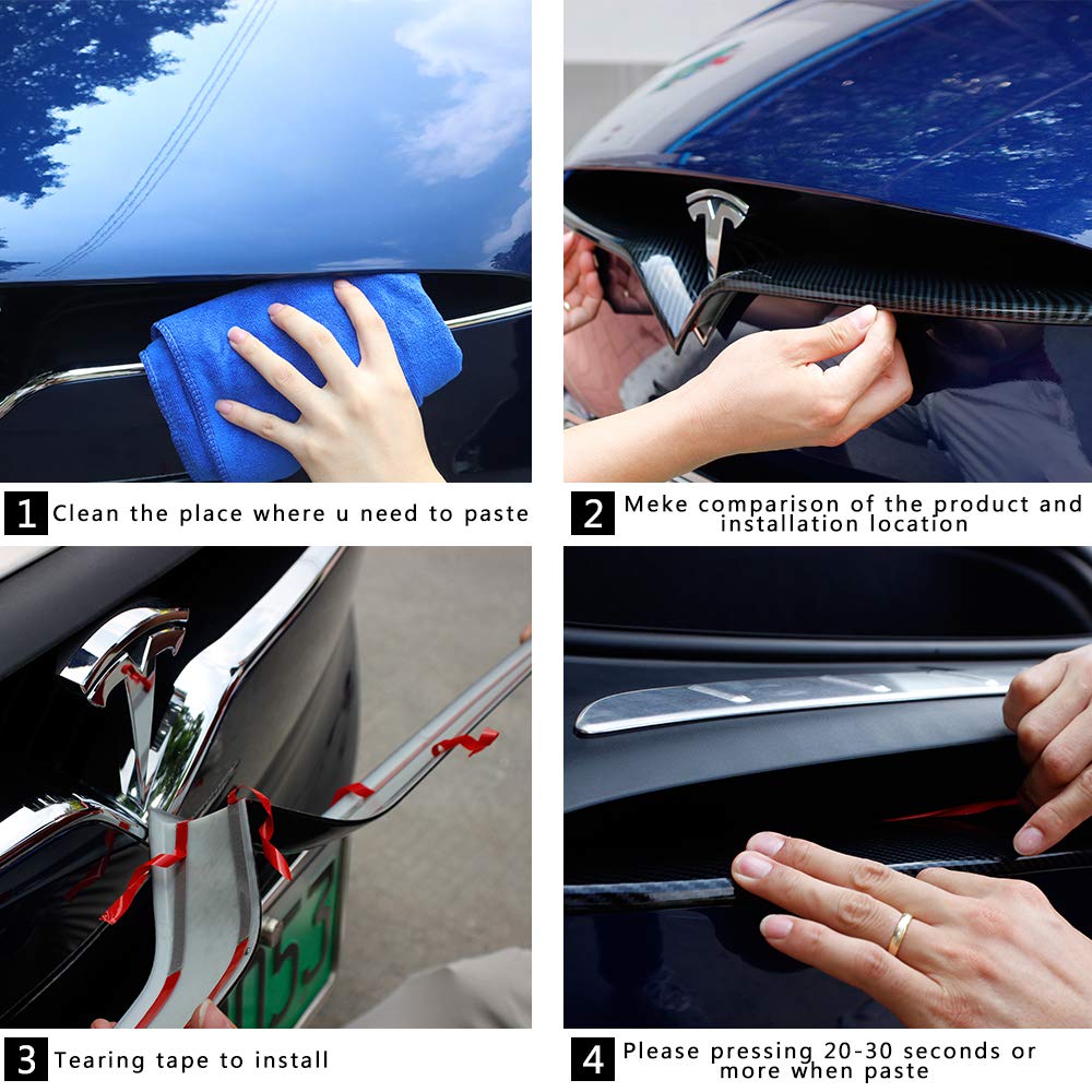 ABS Imitation Carbon Fiber Front Grille Insert Trim for Tesla Model X 2016-2020 - Car Exterior Accessories & Styling Upgrade - Perfect for Car Shows, Daily Driving & Customization