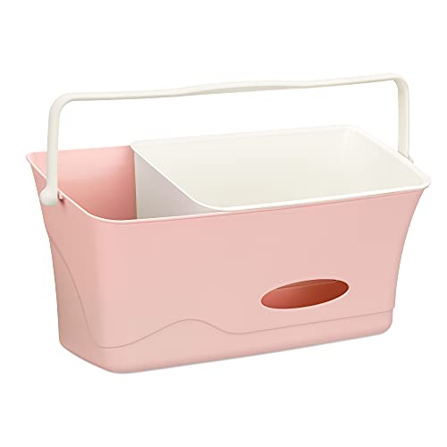 Navaris Hanging Diaper Caddy Organizer - Portable Baby Changing Station with Storage for Diapers, Wipes & Essentials - Pink Nursery Organizer for Crib, Changing Table or Travel Use