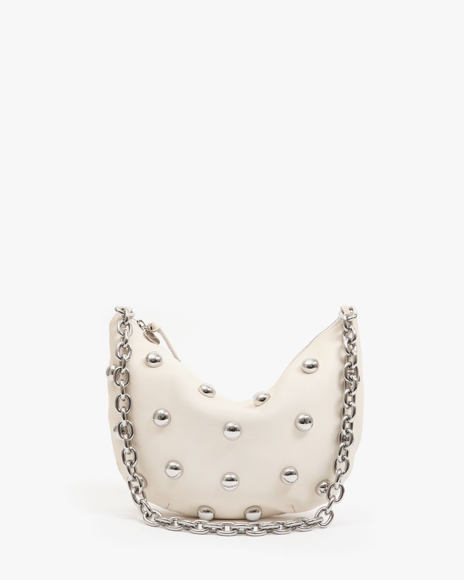 Lune Cream Lisse W Studs - Stylish Women's Handbag with Studded Design for Casual Outings, Work & Evening Events