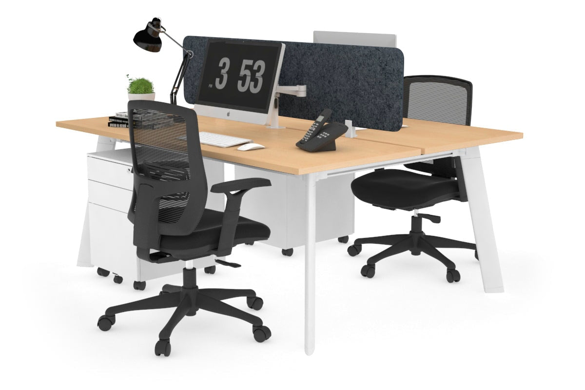 2-Person Workstation with White Frame - 1800L x 700W - Perfect for Office, Home Office, and Collaborative Workspaces