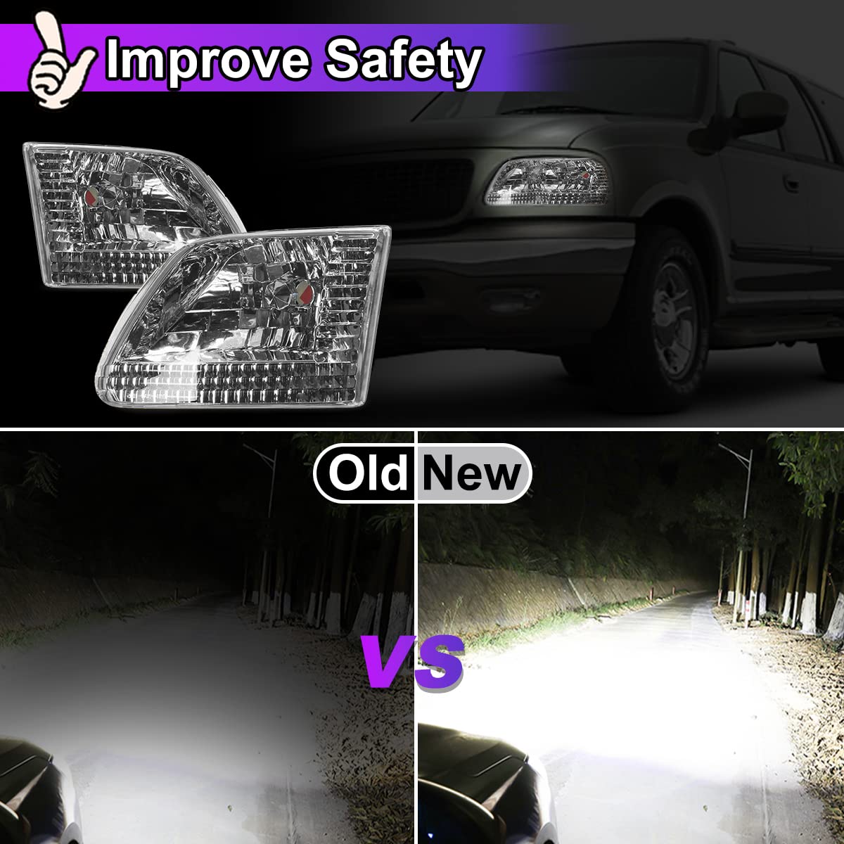 Nixon Offroad Headlights for Ford F150 F250 Expedition - High/Low Beam for Off-Roading & Night Driving