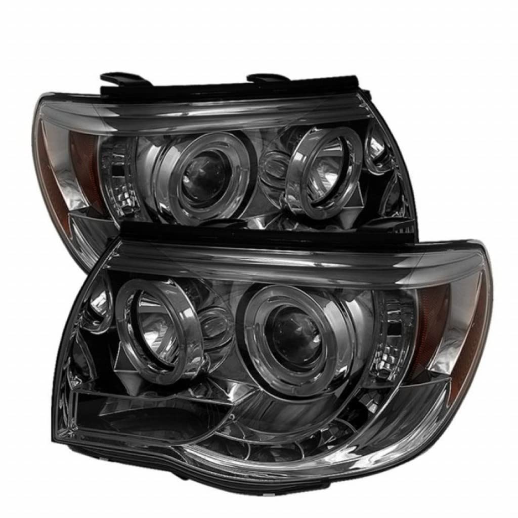 Spyder LED Halo Smoke Projector Headlights for 2005-2011 Toyota Tacoma - Pair (5011930) | Upgrade Your Truck's Night Vision for Off-Roading & Daily Driving