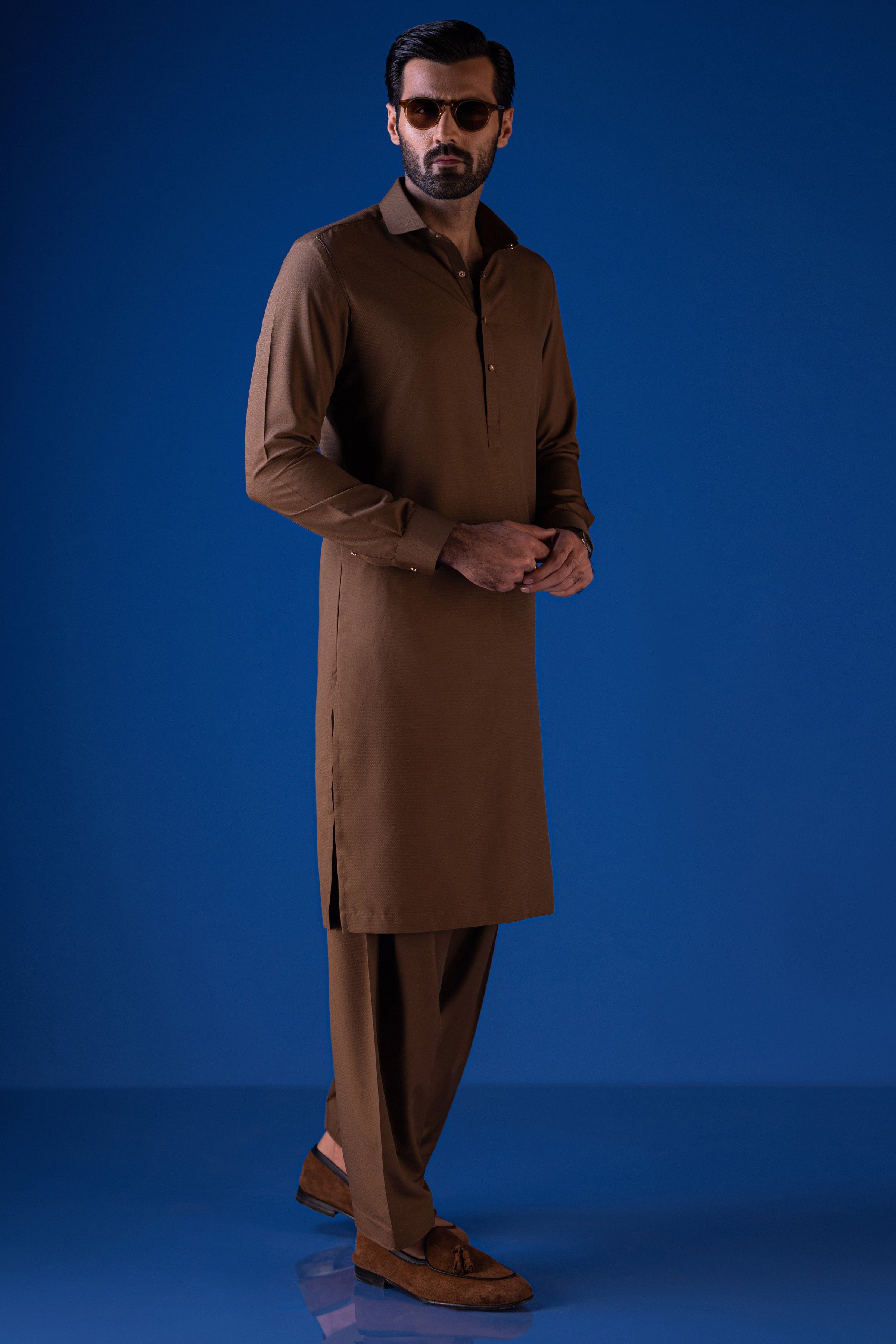 Premium Blended Brown Shalwar Kameez Outfit for Men & Women - Traditional Pakistani Dress for Cast & Crew - Perfect for Weddings, Festivals & Cultural Events