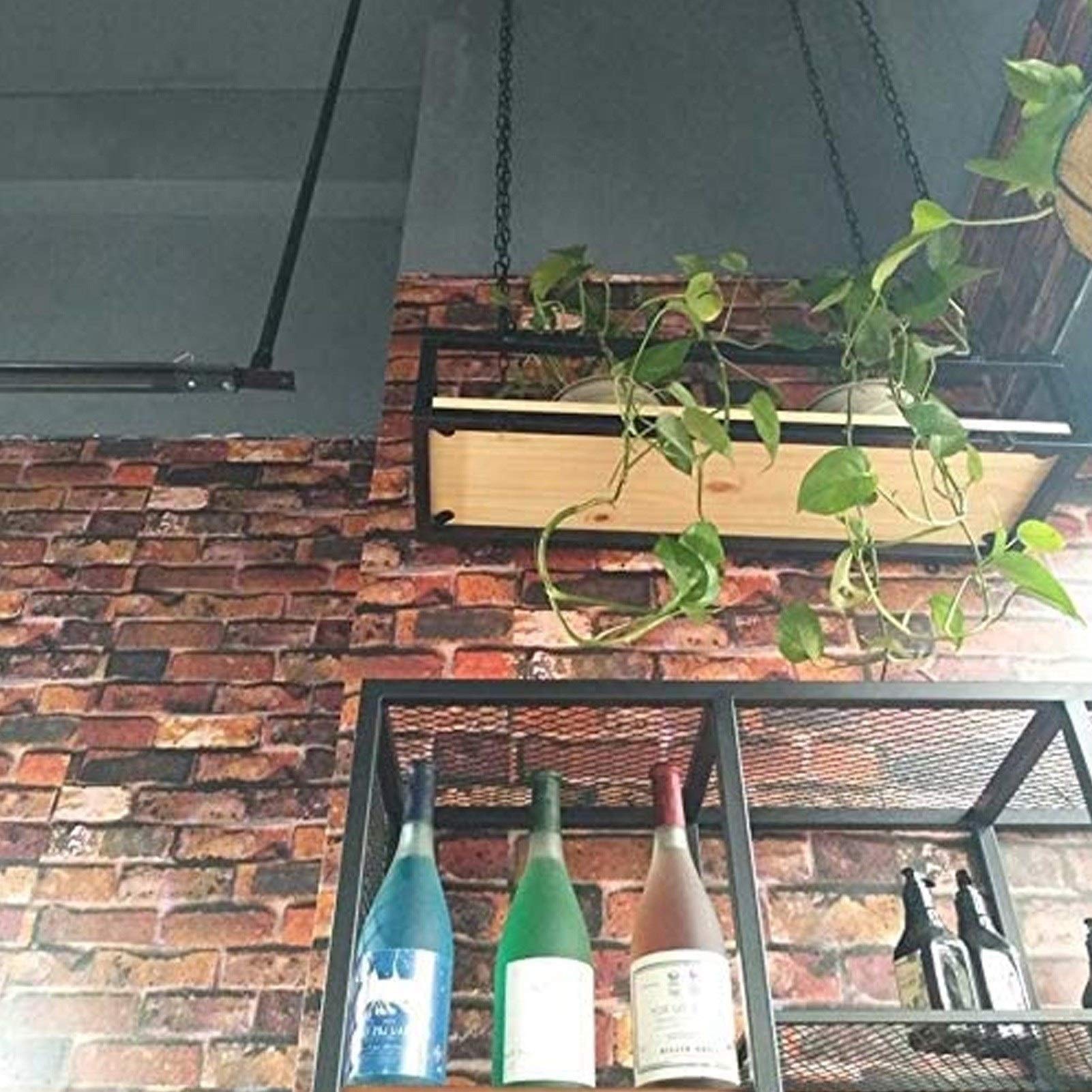 Black Floating Ceiling Shelf - 140x25x15cm Wall Mounted Kitchen Storage Rack for Pots, Pans & Cookware - Perfect for Kitchen, Bar, Garage, Restaurant & Cellar Organization - Space-Saving Hanging Shelving Solution