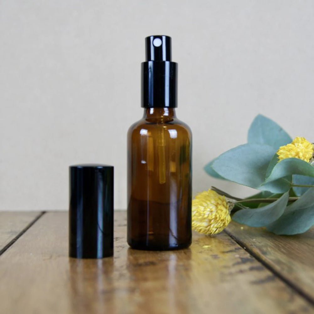 30ml Amber Glass Bottle with Metal Atomizer Spray - Perfect for Essential Oils, Perfumes & DIY Skincare - Home, Travel & Gift Use
